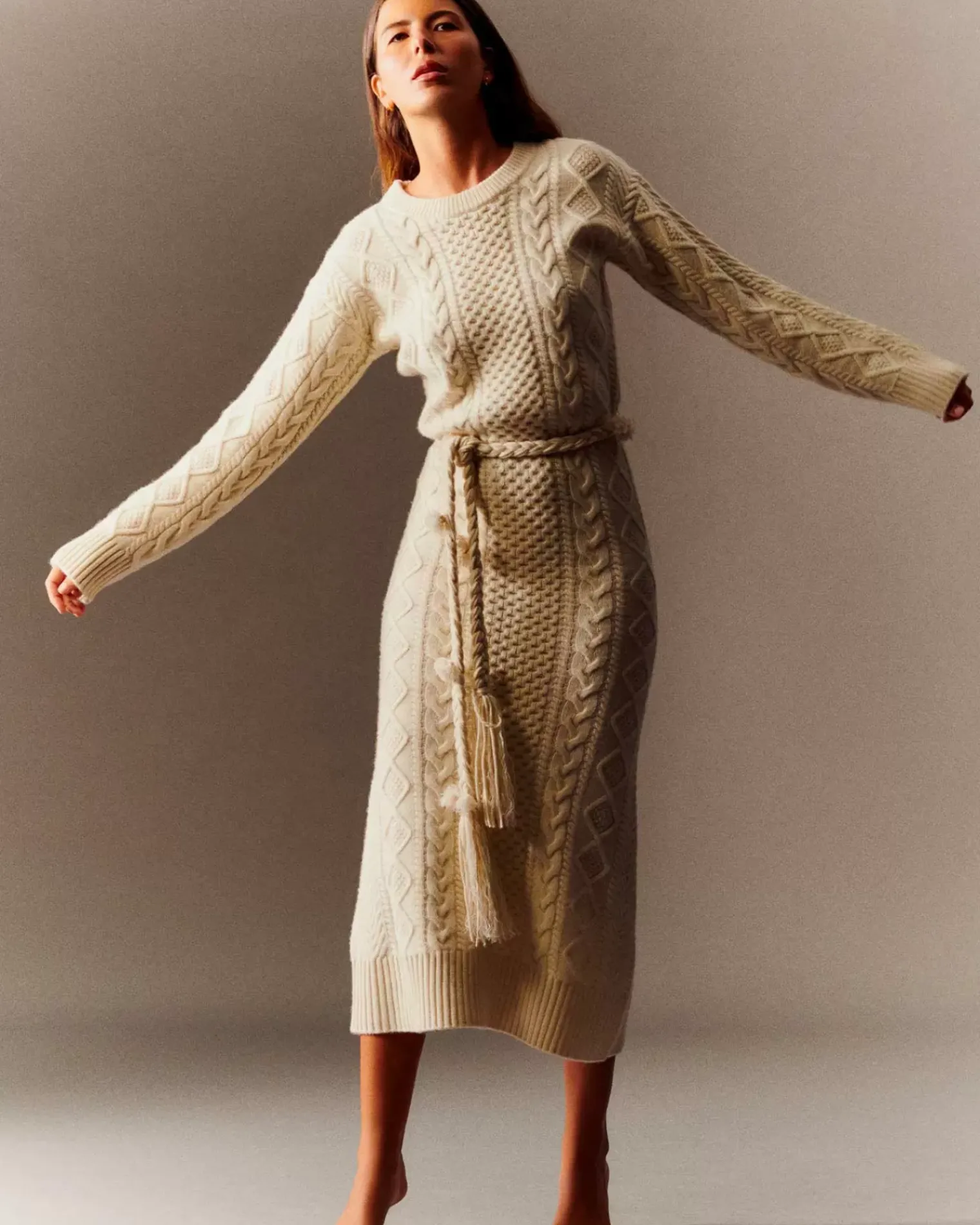 Kujten Dresses & Skirts>Cashmere Long Dress Blanc Vintage