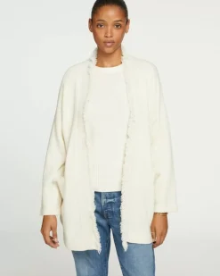 Kujten Jackets & Vests>Cashmere Long Fringed Vest Blanc Vintage