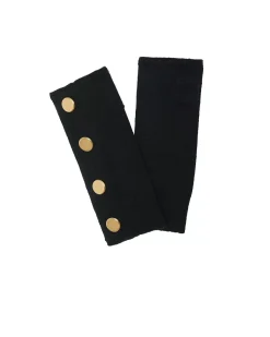 Kujten Gloves & Mittens>Cashmere Mittens With Buttons, 4-Threads Noir