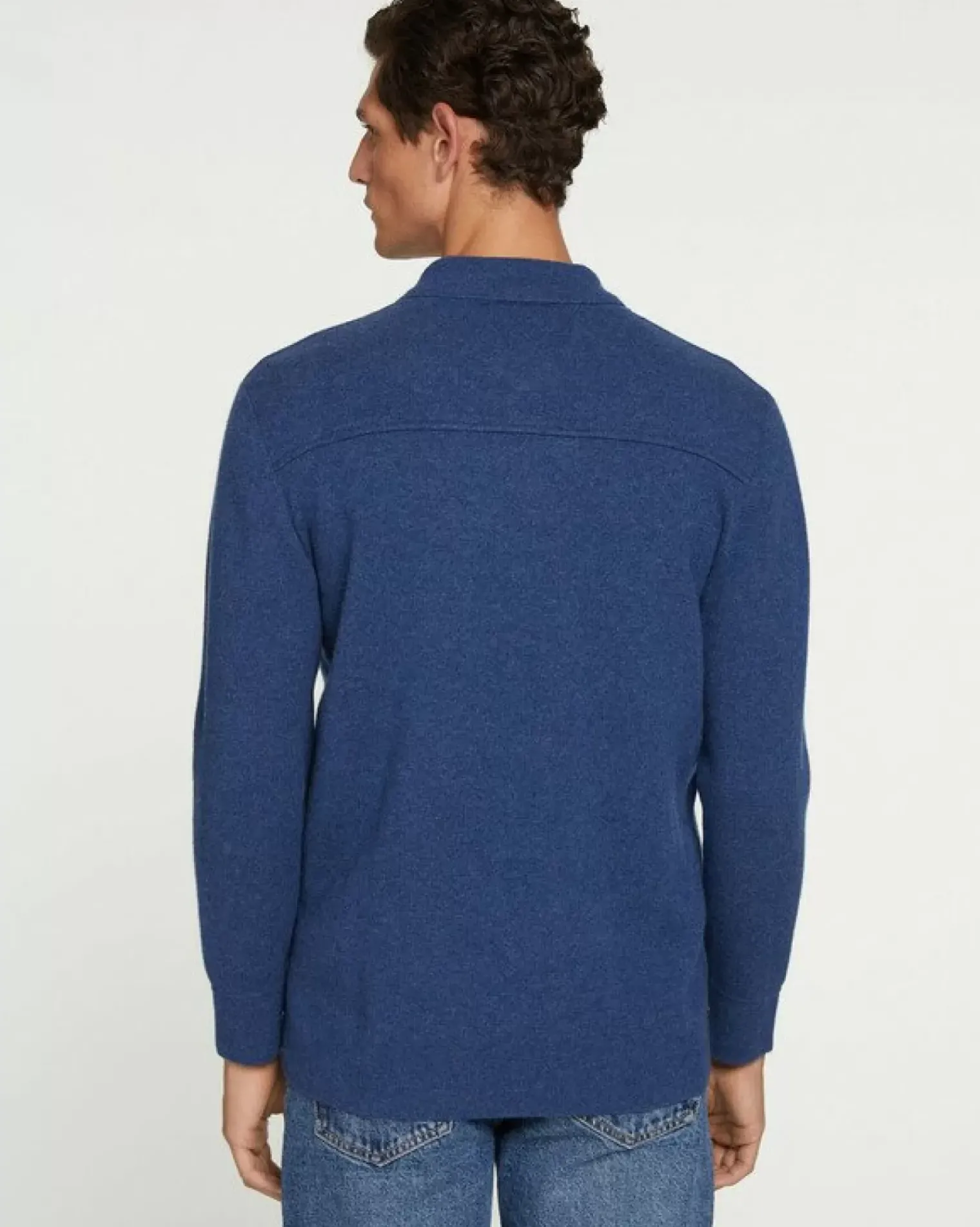 Kujten Jackets & Vests>Cashmere Overshirt Bleu Jeans Fonce