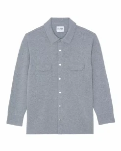 Kujten Jackets & Vests>Cashmere Overshirt Gris Chine