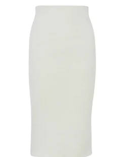 Kujten Dresses & Skirts>Cashmere Pencil Skirt, 2-Threads Blanc