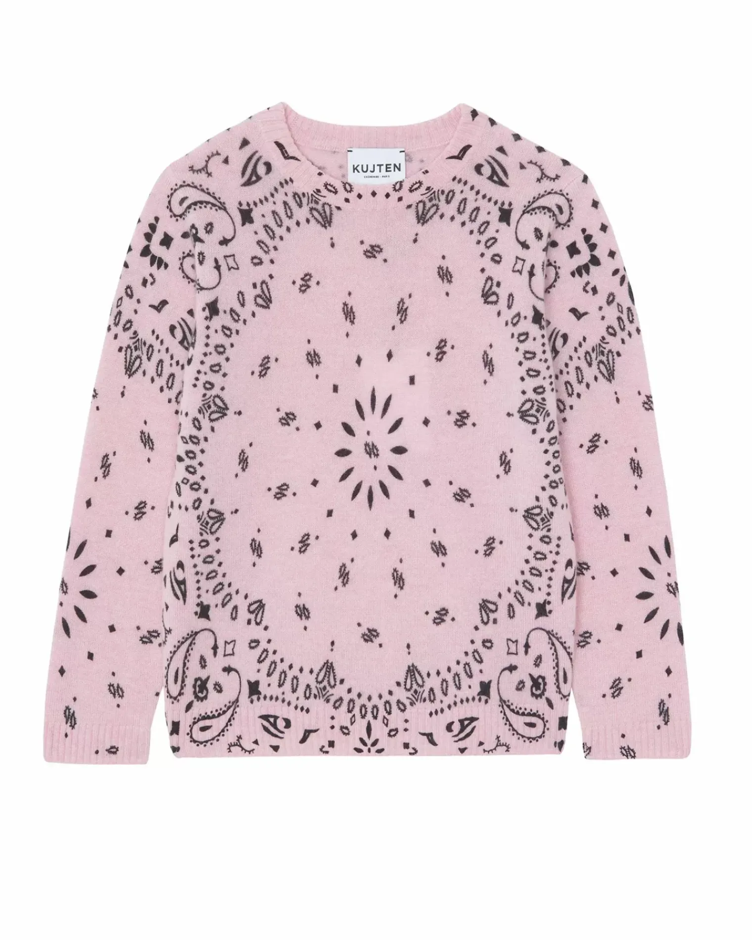 Kujten Sweaters>Cashmere Round Neck Long Sleeves Sweater, 2-Threads Candy Pink