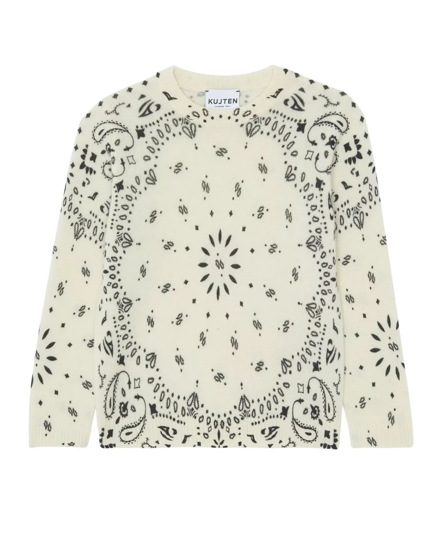 Kujten Sweaters>Cashmere Round Neck Long Sleeves Sweater, 2-Threads Blanc