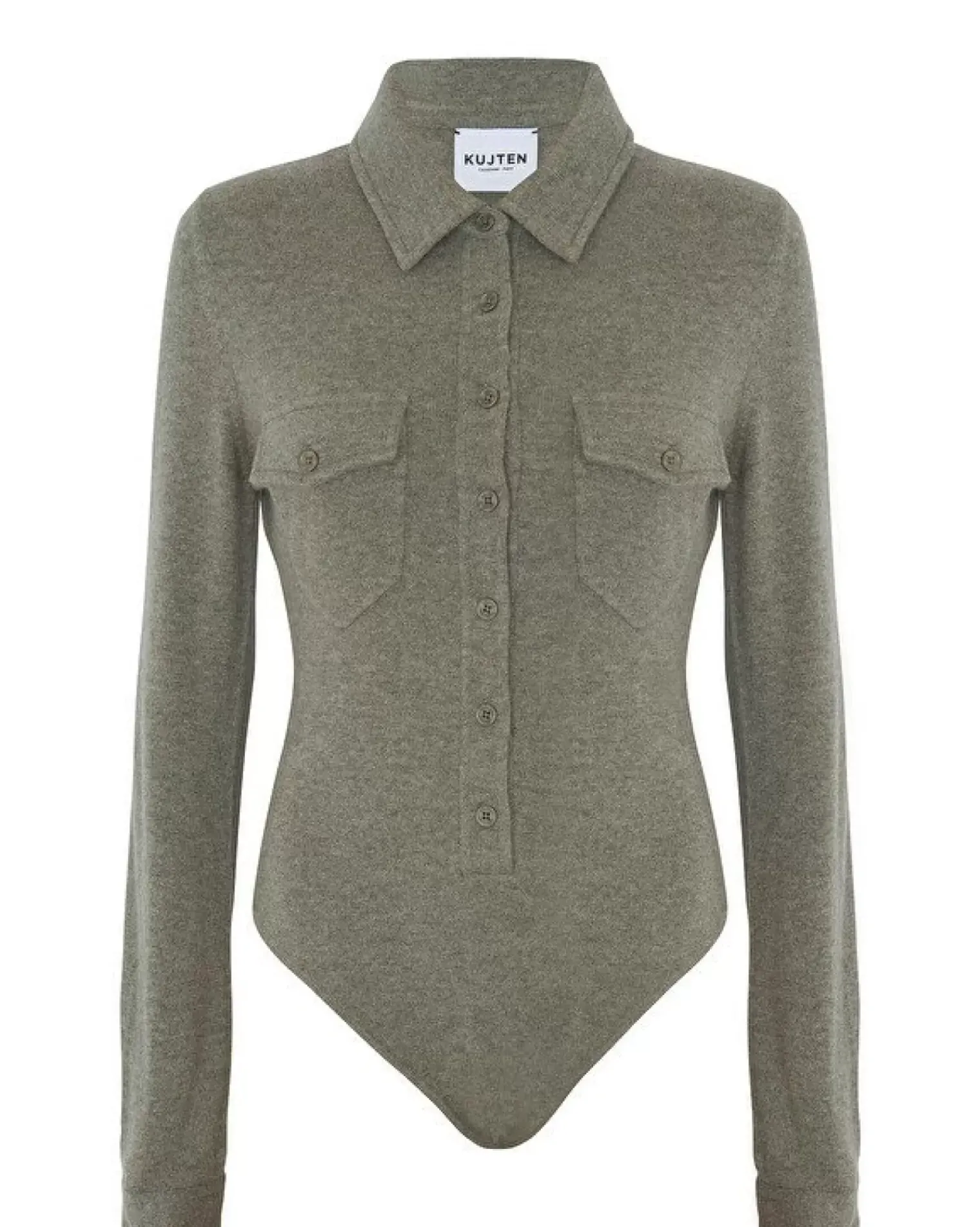 Kujten Body>Cashmere Shirt Body, 2-Threads Kaki Chine