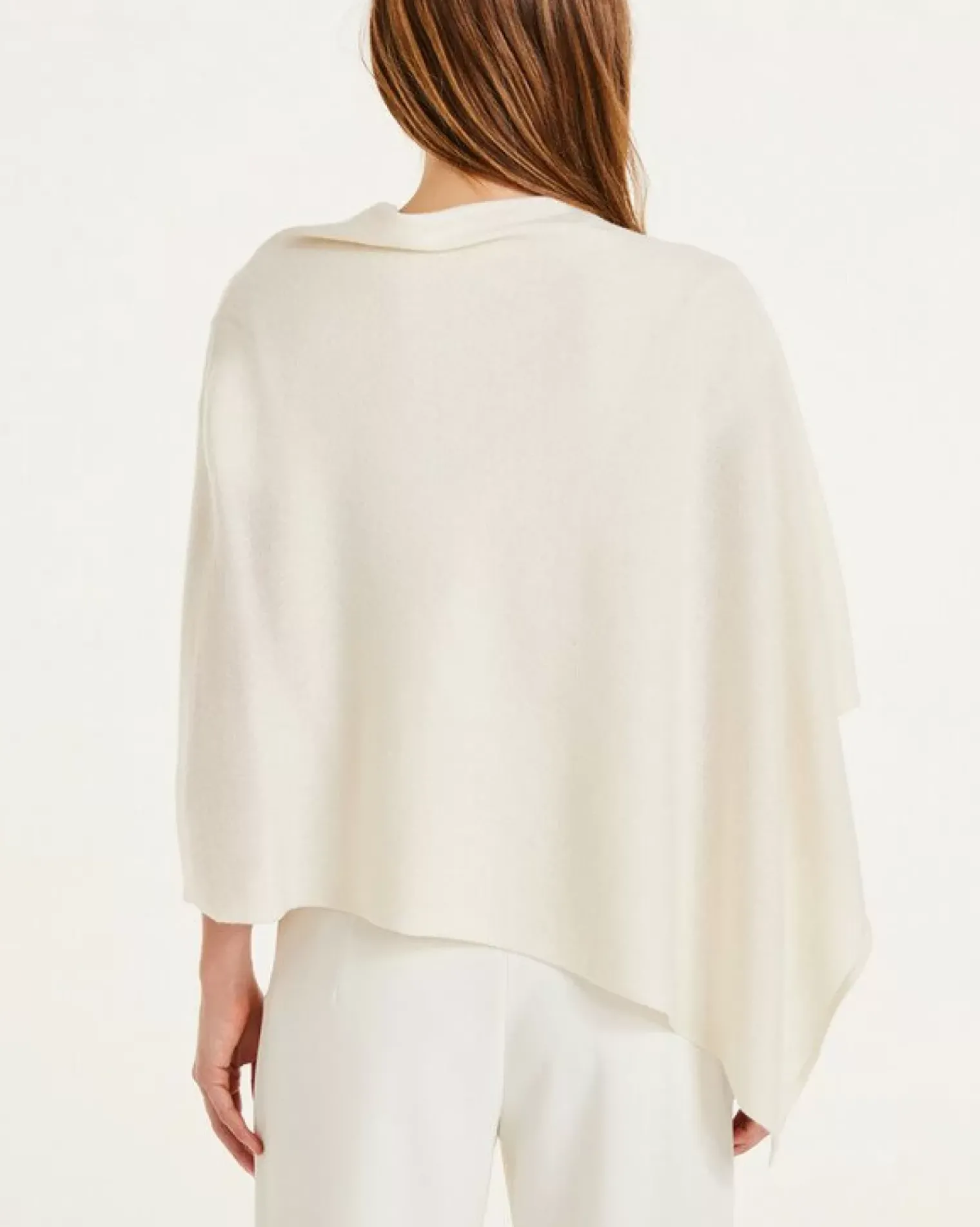 Kujten Capes & Ponchos>Cashmere Short Poncho Blanc
