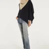 Kujten Capes & Ponchos>Cashmere Short Poncho, 2-Threads Bleu Marine Fonce