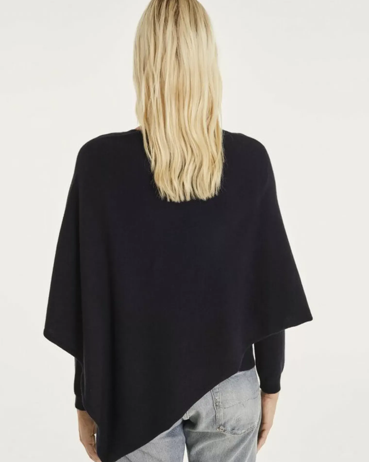 Kujten Capes & Ponchos>Cashmere Short Poncho, 2-Threads Bleu Marine Fonce