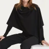 Kujten Capes & Ponchos>Cashmere Short Poncho, 2-Threads Noir