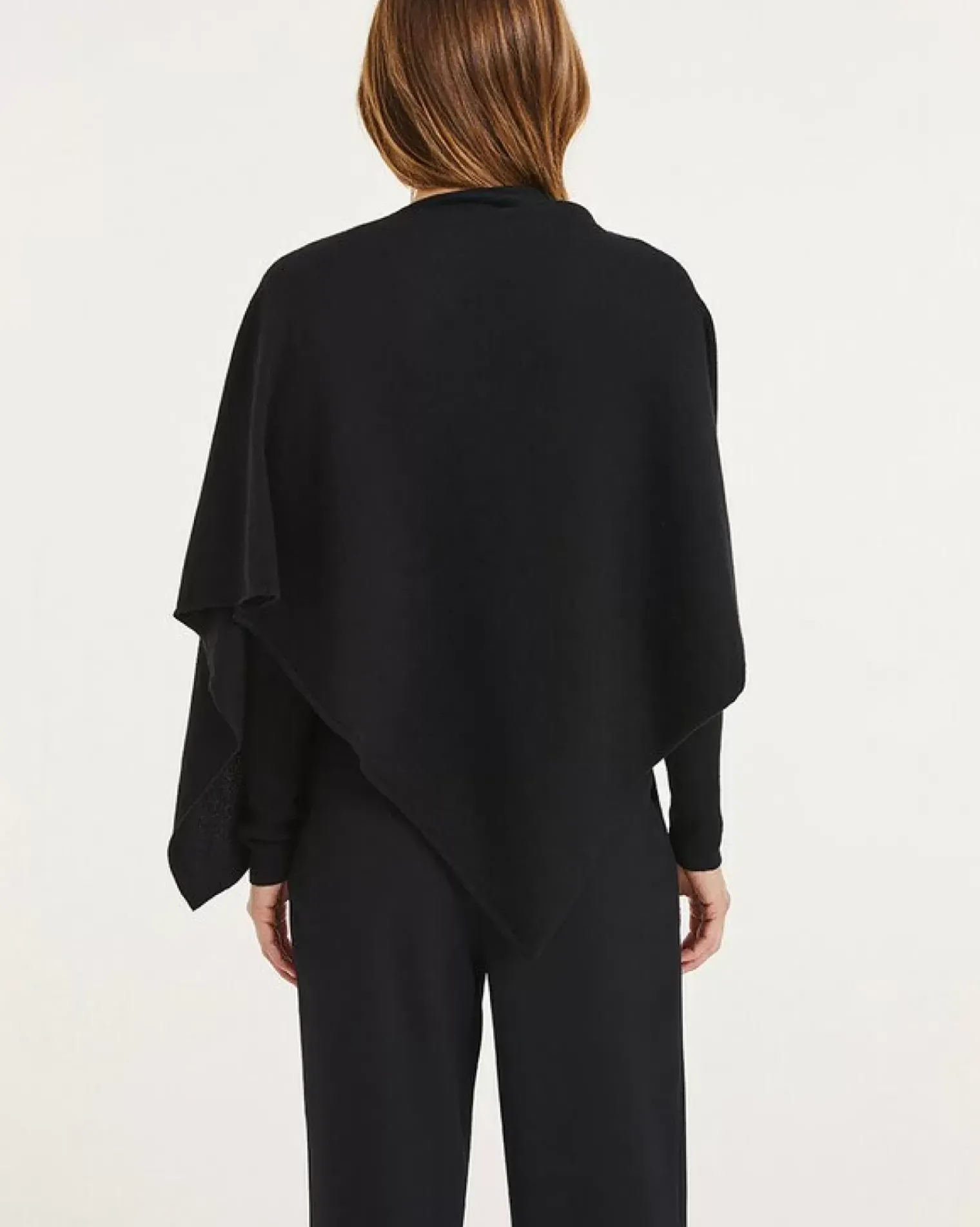 Kujten Capes & Ponchos>Cashmere Short Poncho, 2-Threads Noir