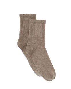 Kujten Socks & Leg Warmers>Cashmere Socks, 4-Threads Beige Taupe