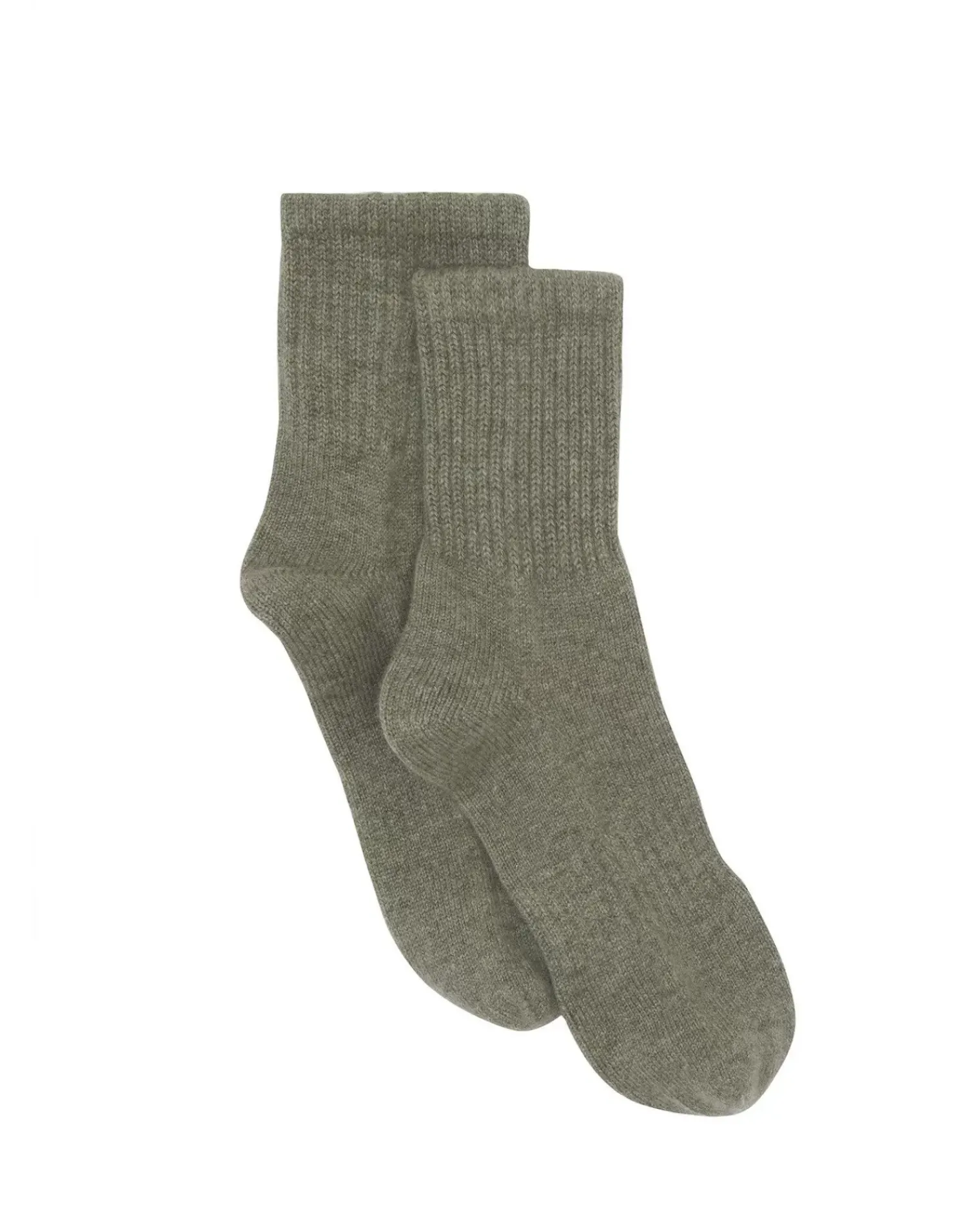 Kujten Socks & Leg Warmers>Cashmere Socks, 4-Threads Kaki Chine