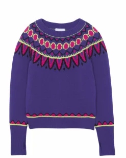 Kujten Sweaters & Sweatshirts>Cashmere Sweater Mittens Sleeves, 6-Threads Deep Purple