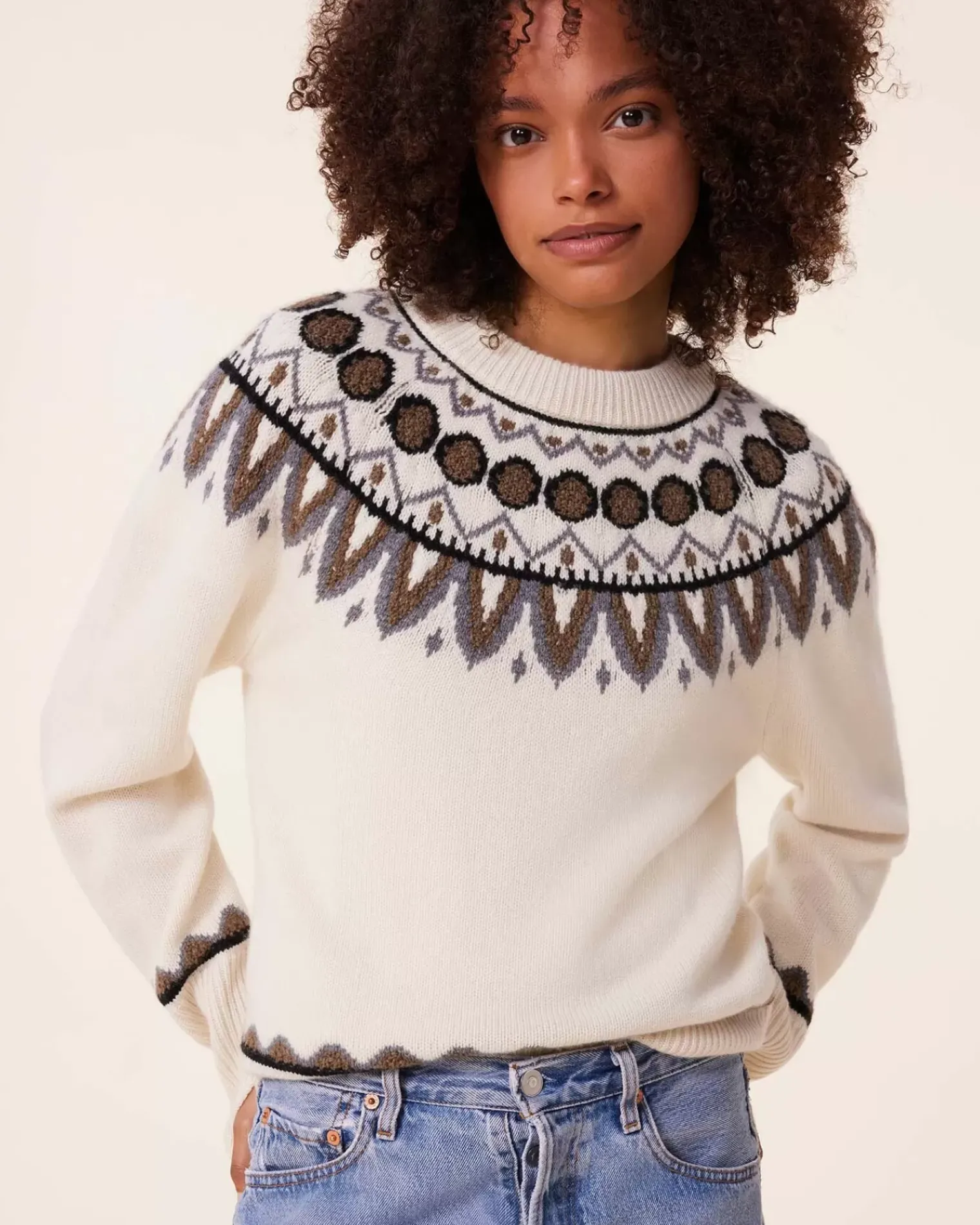 Kujten Sweaters & Sweatshirts>Cashmere Sweater Mittens Sleeves, 6-Threads Blanc Vintage
