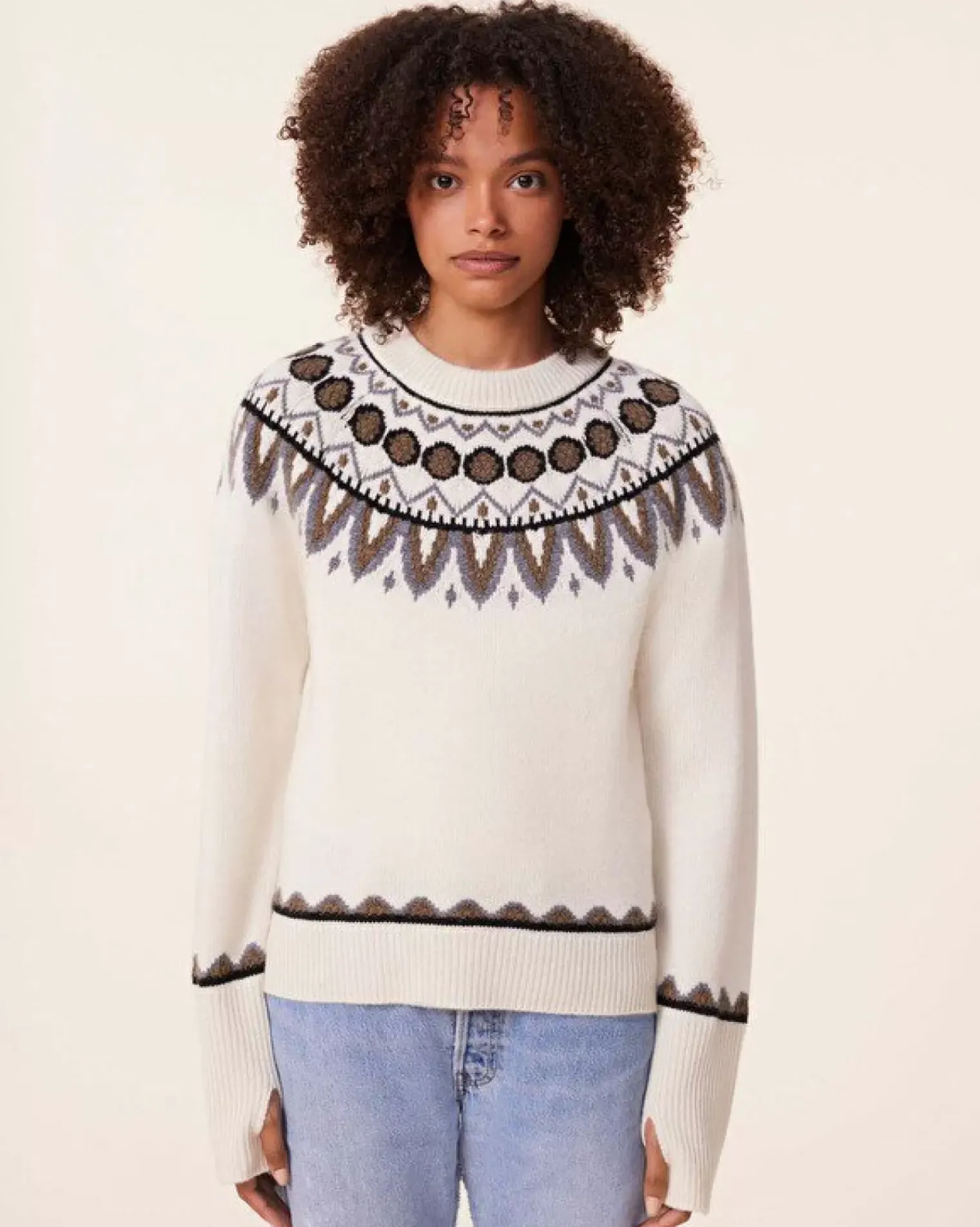 Kujten Sweaters & Sweatshirts>Cashmere Sweater Mittens Sleeves, 6-Threads Blanc Vintage