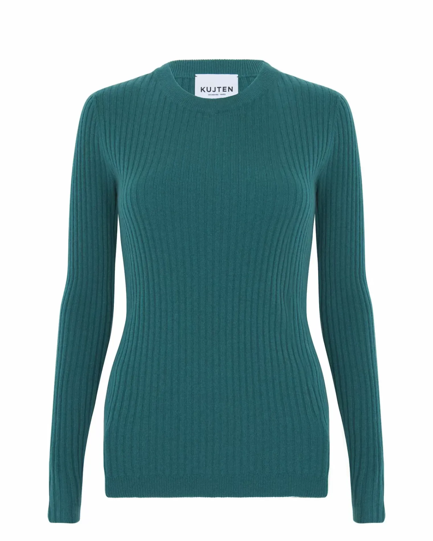 Kujten Sweaters & Sweatshirts>Cashmere Sweater Round Neck Long Sleeves, 2-Threads Vert Imperial