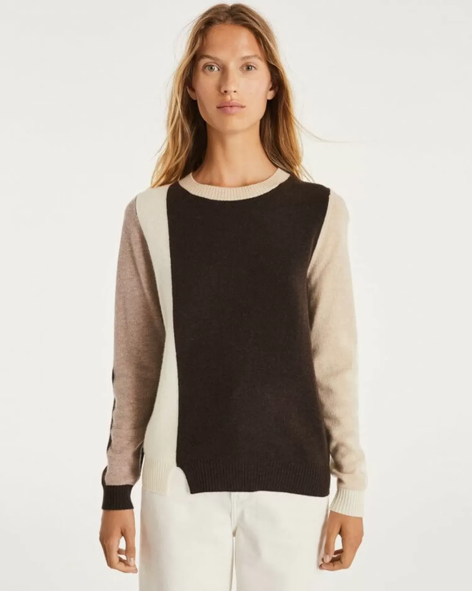 Kujten Sweaters & Sweatshirts>Cashmere Sweater Round Neck Long Sleeves Marron