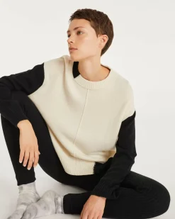 Kujten Sweaters & Sweatshirts>Cashmere Sweater Round Neck Long Sleeves Blanc Vintage