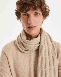 Kujten Sweaters & Sweatshirts>Cashmere Sweater Round Neck Long Sleeves Beige Chine