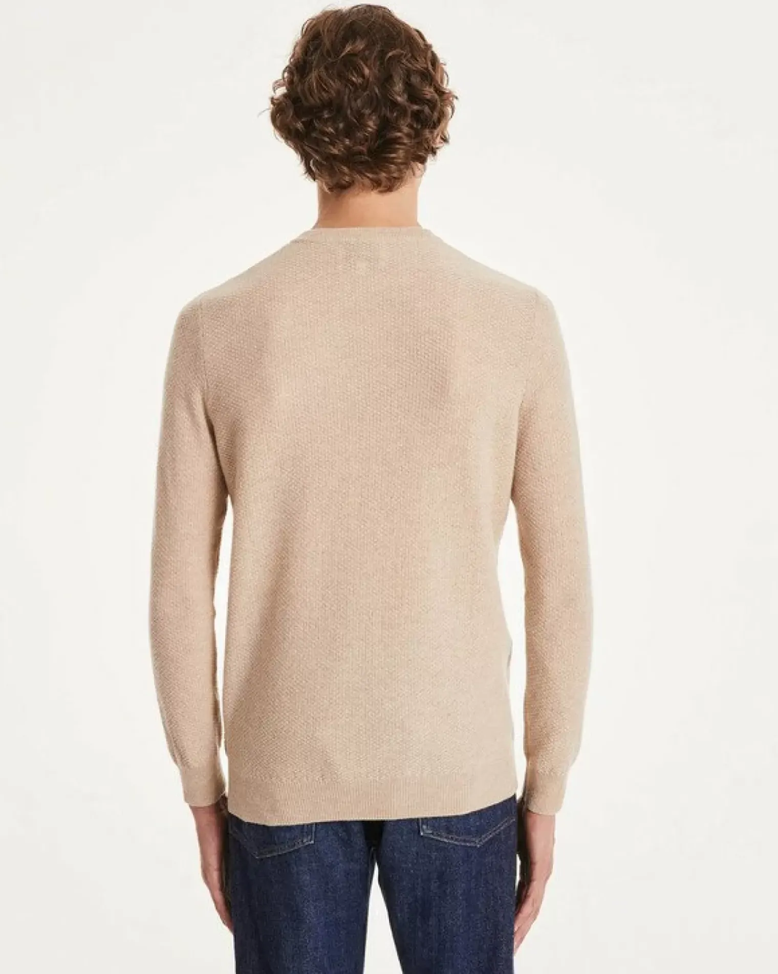 Kujten Sweaters & Sweatshirts>Cashmere Sweater Round Neck Long Sleeves Beige Chine