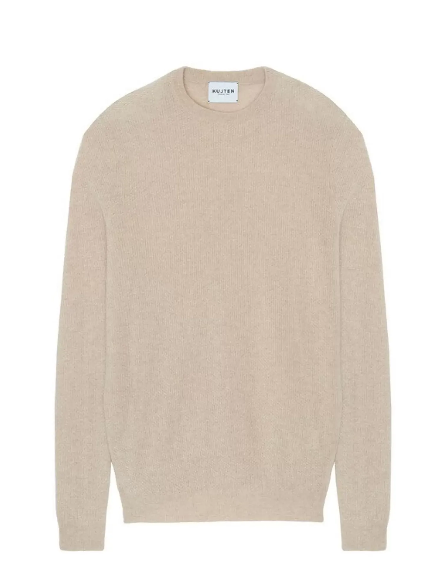 Kujten Sweaters & Sweatshirts>Cashmere Sweater Round Neck Long Sleeves Beige Chine