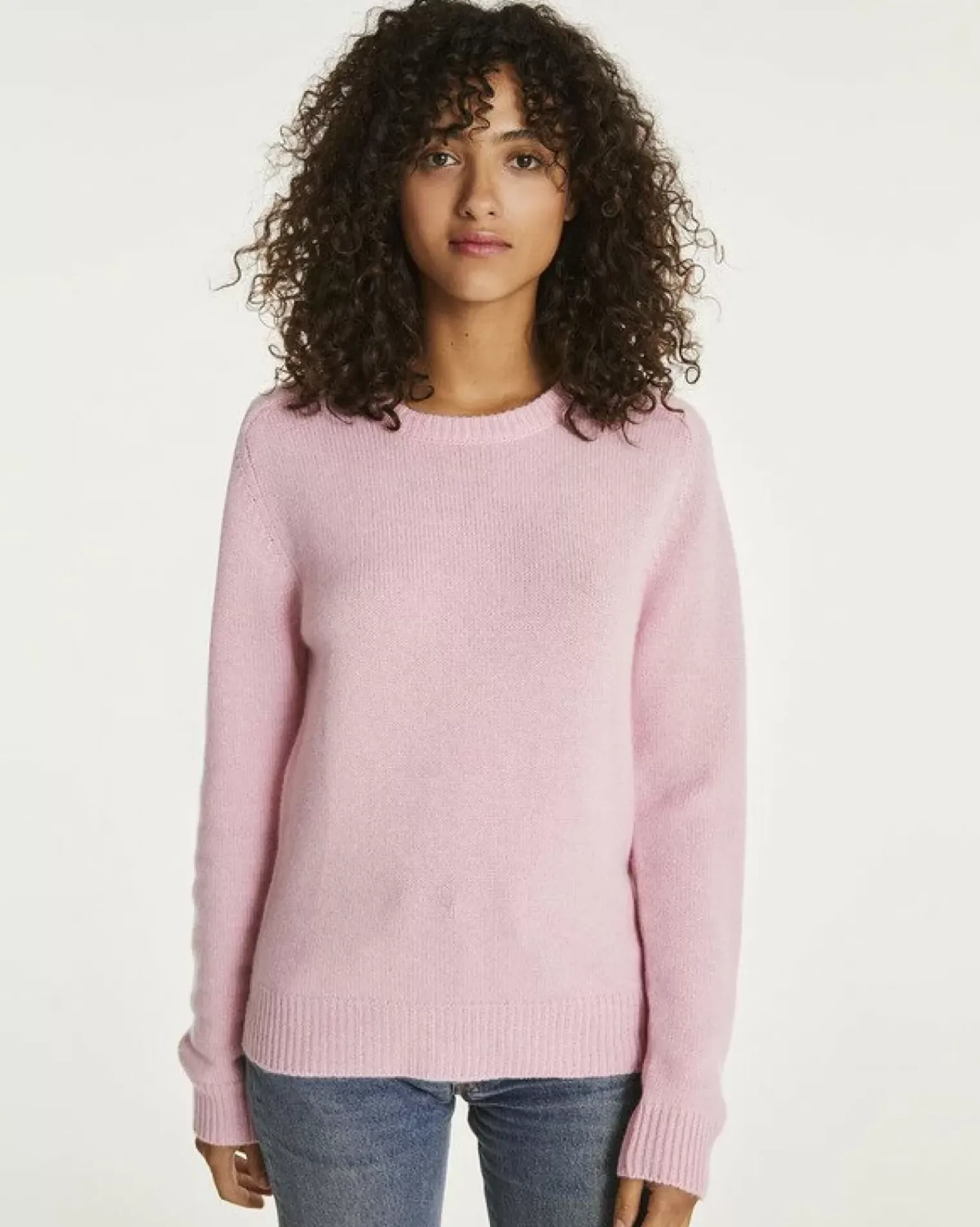 Kujten Sweaters & Sweatshirts>Cashmere Sweater Round Neck Long Sleeves Candy Pink