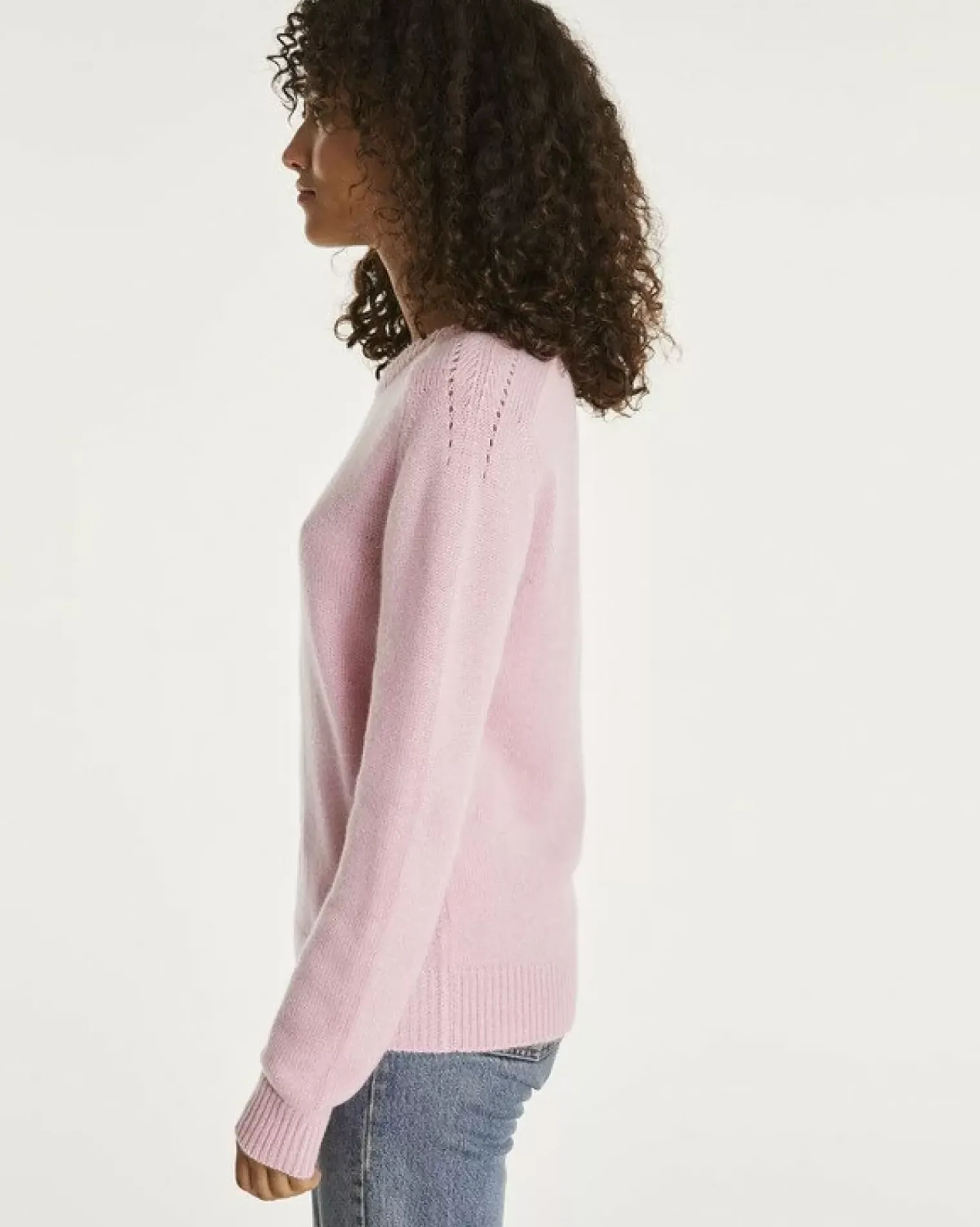 Kujten Sweaters & Sweatshirts>Cashmere Sweater Round Neck Long Sleeves Candy Pink