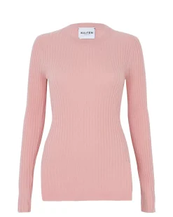 Kujten Sweaters & Sweatshirts>Cashmere Sweater Round Neck Long Sleeves, 2-Threads Rose Guimauve