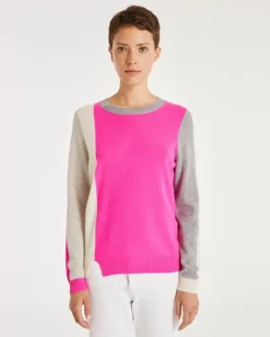 Kujten Sweaters & Sweatshirts>Cashmere Sweater Round Neck Long Sleeves Rose Neon