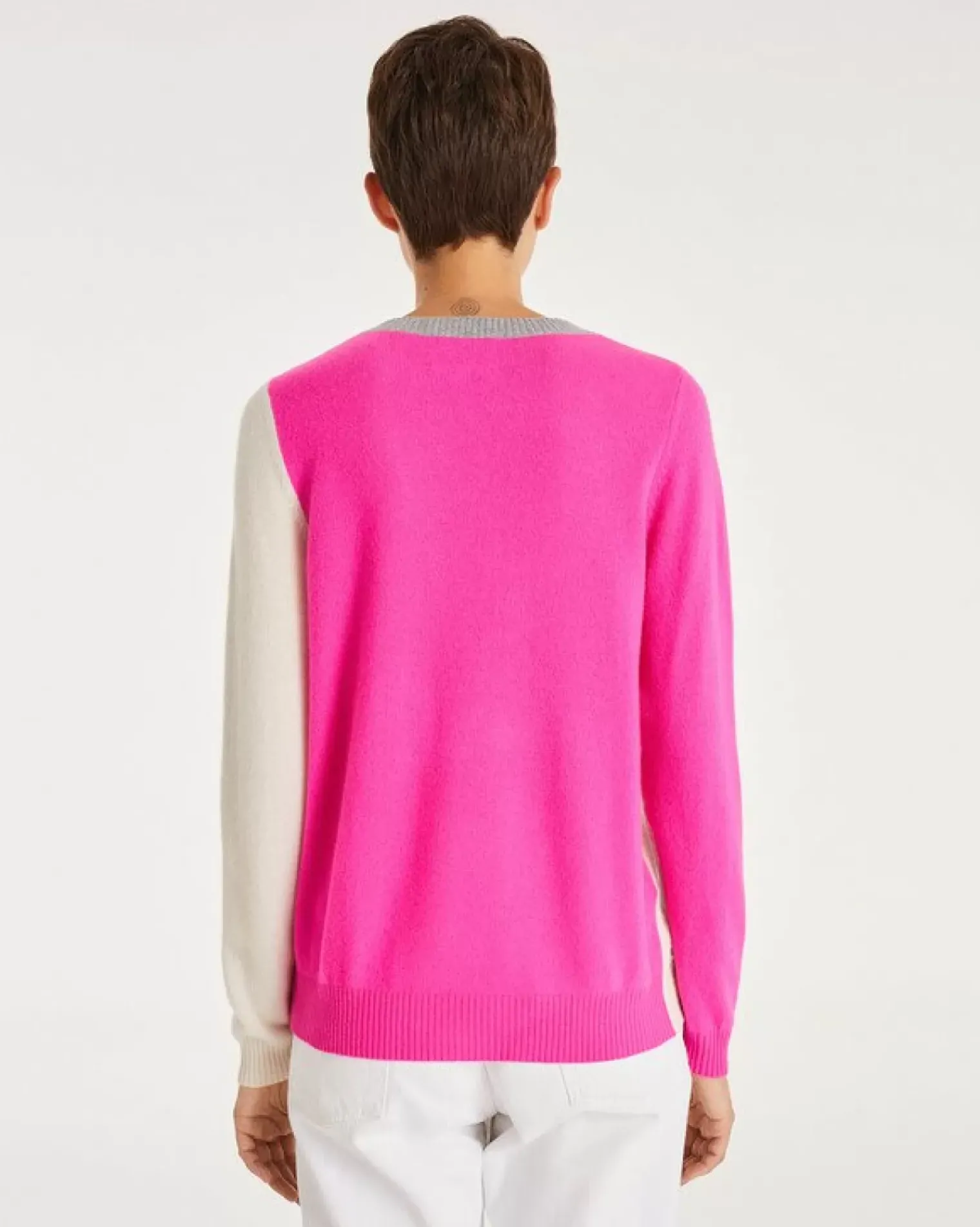 Kujten Sweaters & Sweatshirts>Cashmere Sweater Round Neck Long Sleeves Rose Neon