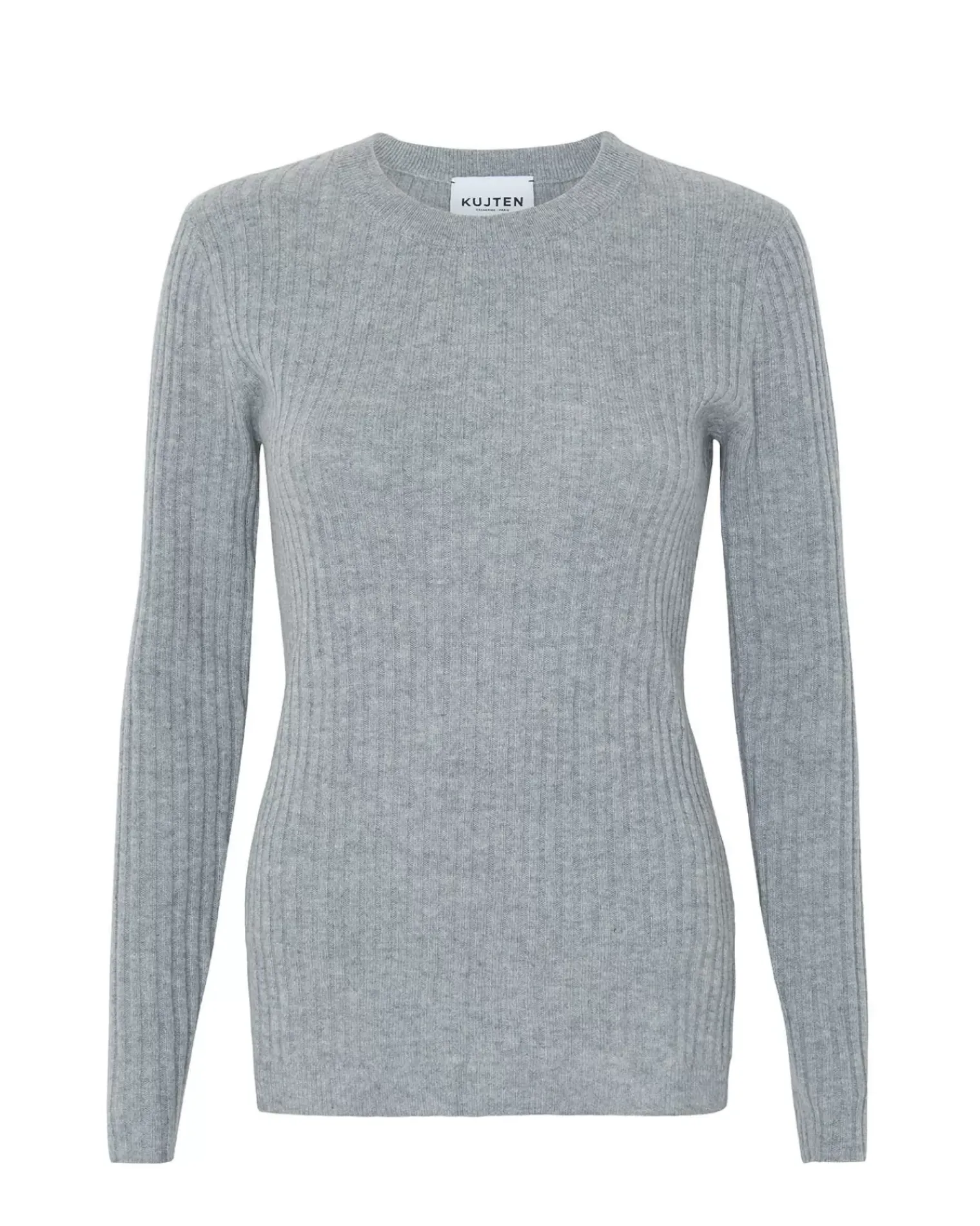 Kujten Sweaters & Sweatshirts>Cashmere Sweater Round Neck Long Sleeves Gris Chine