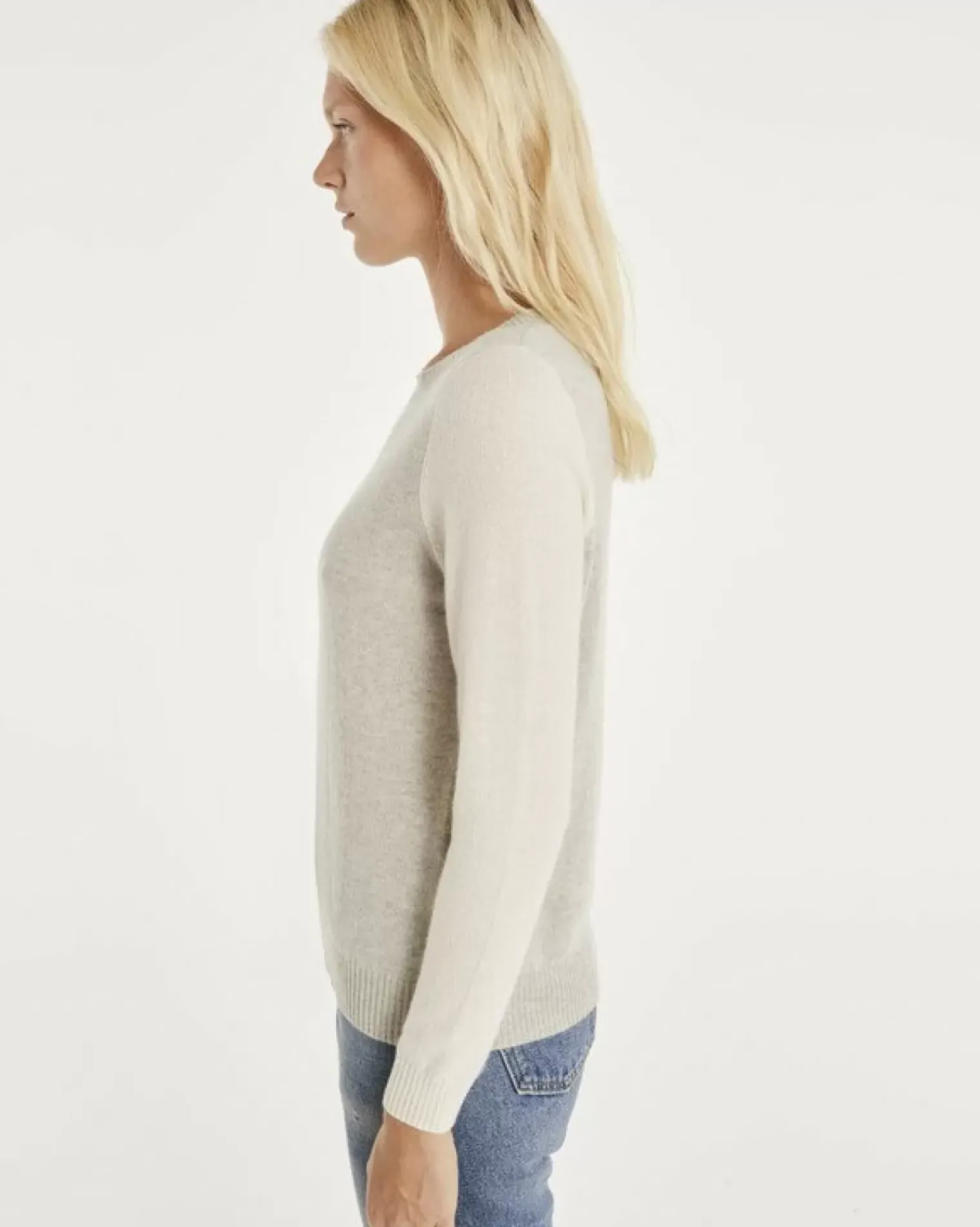 Kujten Sweaters & Sweatshirts>Cashmere Sweater Round Neck Long Sleeves Gris Bouleau