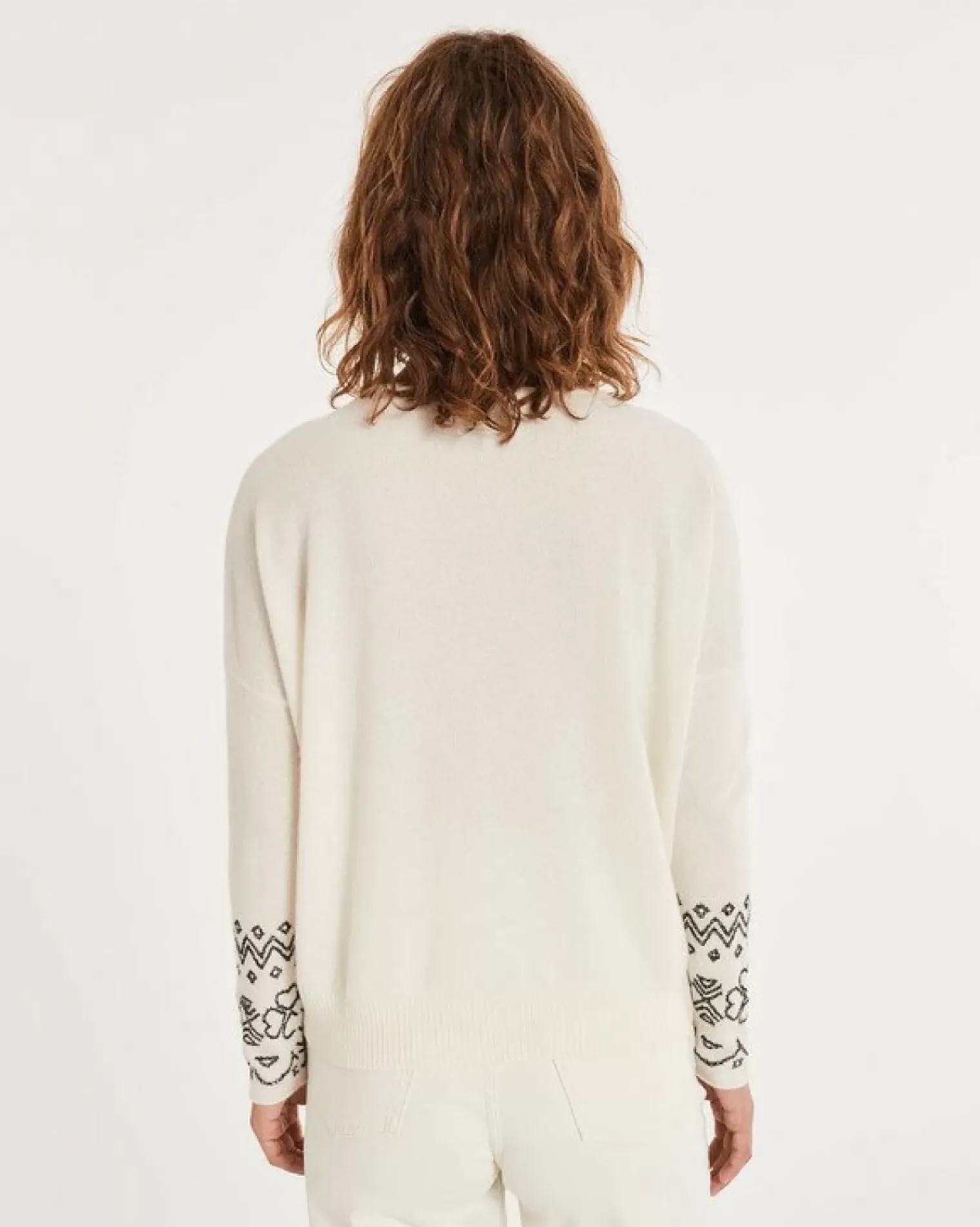Kujten Sweaters & Sweatshirts>Cashmere Sweater Round Neck Long Sleeves Blanc