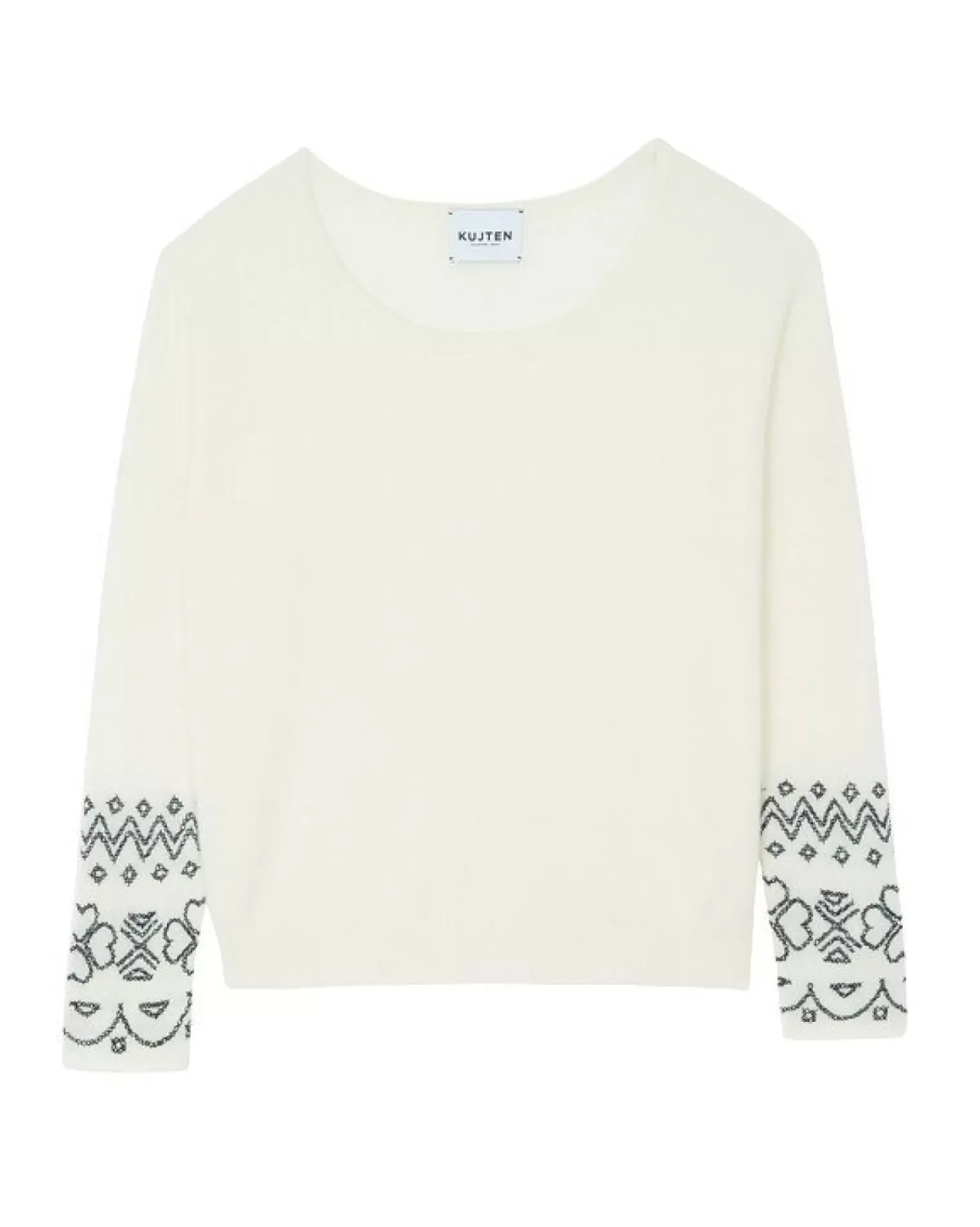 Kujten Sweaters & Sweatshirts>Cashmere Sweater Round Neck Long Sleeves Blanc