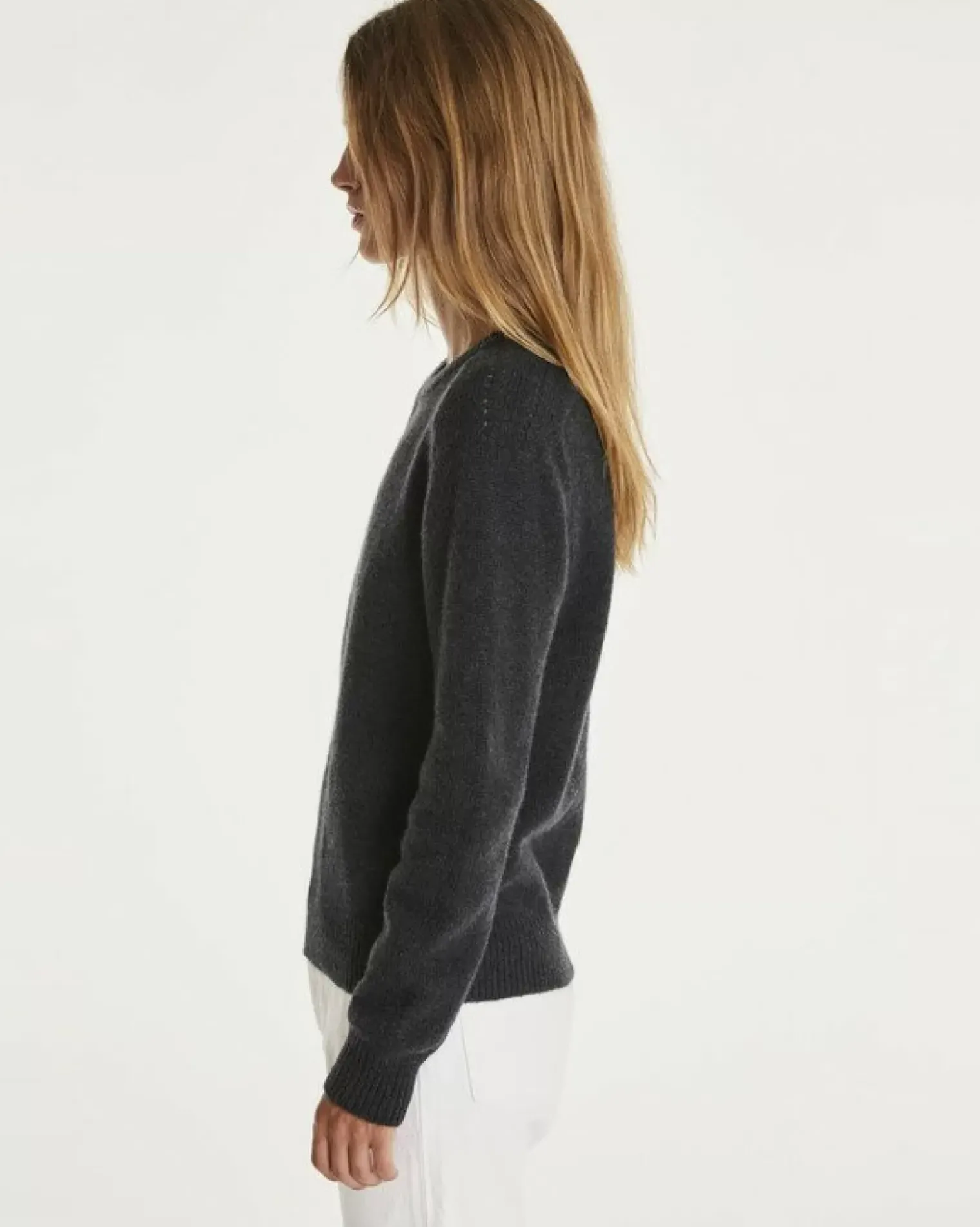 Kujten Sweaters & Sweatshirts>Cashmere Sweater Round Neck Long Sleeves Ocean
