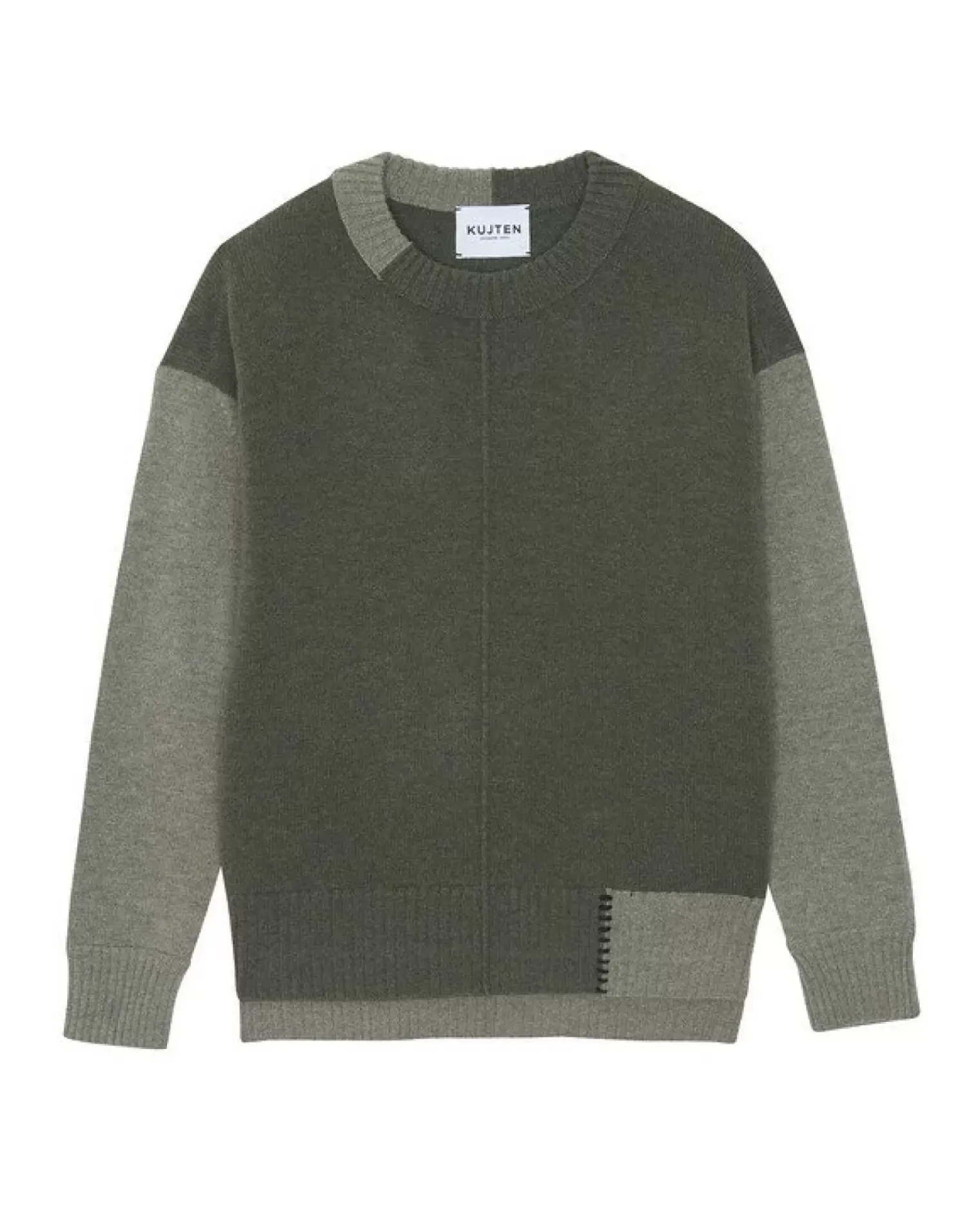 Kujten Sweaters & Sweatshirts>Cashmere Sweater Round Neck Long Sleeves Kaki Fonce