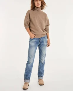 Kujten Sweaters & Sweatshirts>Cashmere Sweater Turtleneck Long Sleeves Beige Taupe