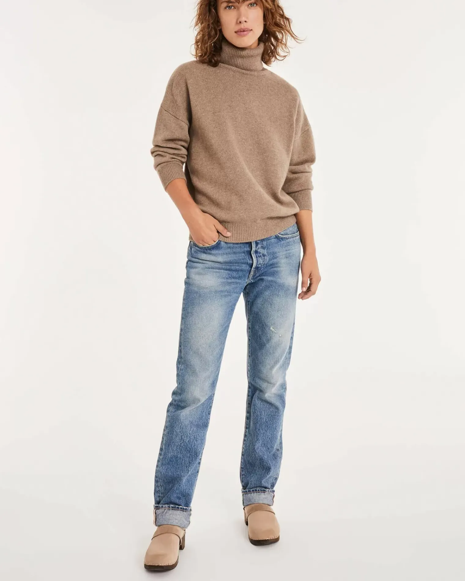 Kujten Sweaters & Sweatshirts>Cashmere Sweater Turtleneck Long Sleeves Beige Taupe