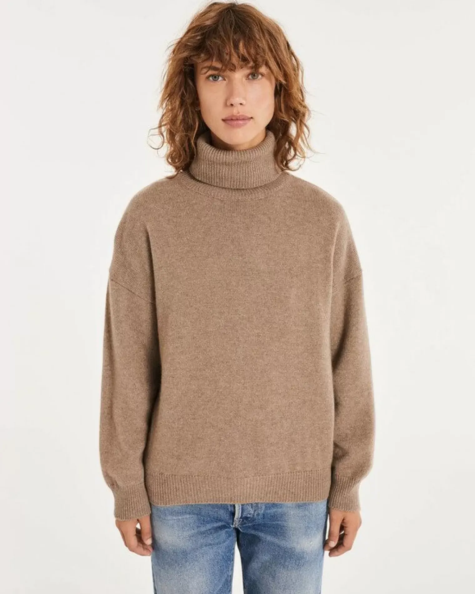 Kujten Sweaters & Sweatshirts>Cashmere Sweater Turtleneck Long Sleeves Beige Taupe