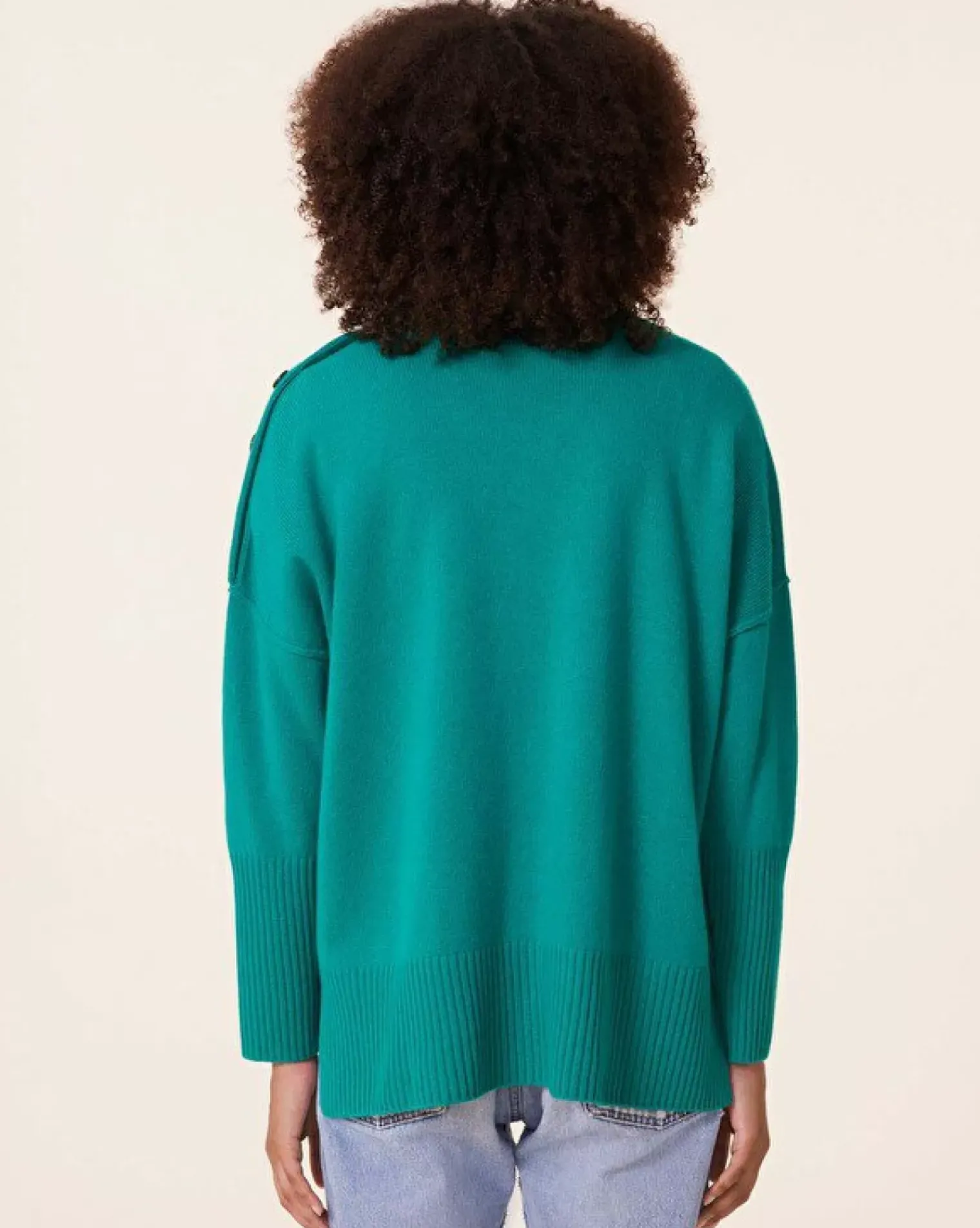 Kujten Sweaters & Sweatshirts>Cashmere Sweater With Gold Buttons, 4-Threads Vert Imperial