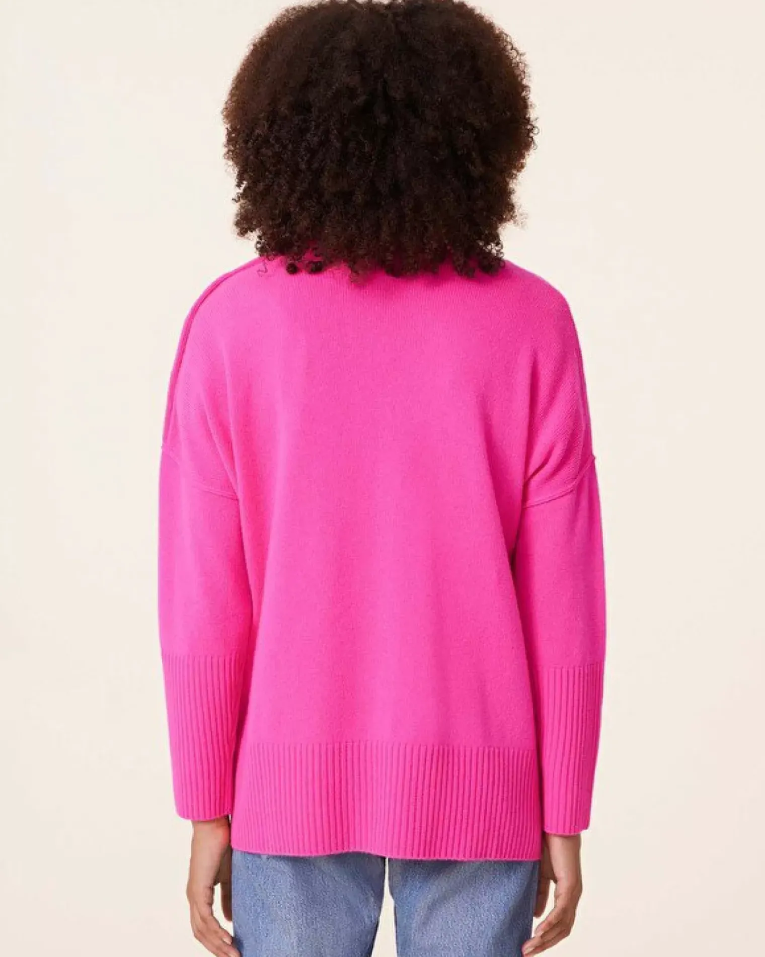 Kujten Sweaters & Sweatshirts>Cashmere Sweater With Gold Buttons, 4-Threads Rose Neon