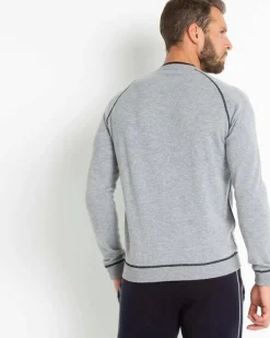 Kujten Sweaters & Sweatshirts>Cashmere Sweatshirt With Contrast Seams Gris Chine