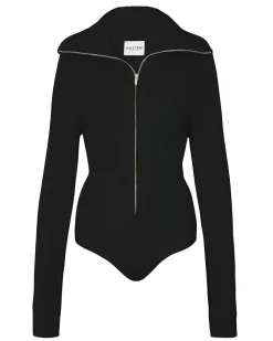 Kujten Body>Cashmere Truck Collar Bodysuit Noir