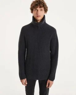 Kujten Sweaters & Sweatshirts>Cashmere Trucker Turtleneck Sweater Ocean