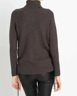 Kujten Sweaters & Sweatshirts>Cashmere Turtleneck Sweater With Laces Mocha Chine