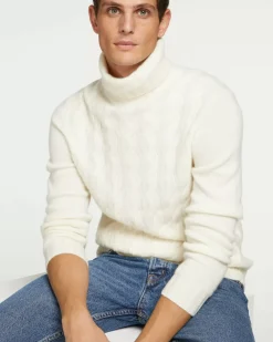 Kujten Sweaters & Sweatshirts>Cashmere Turtleneck Sweater Blanc