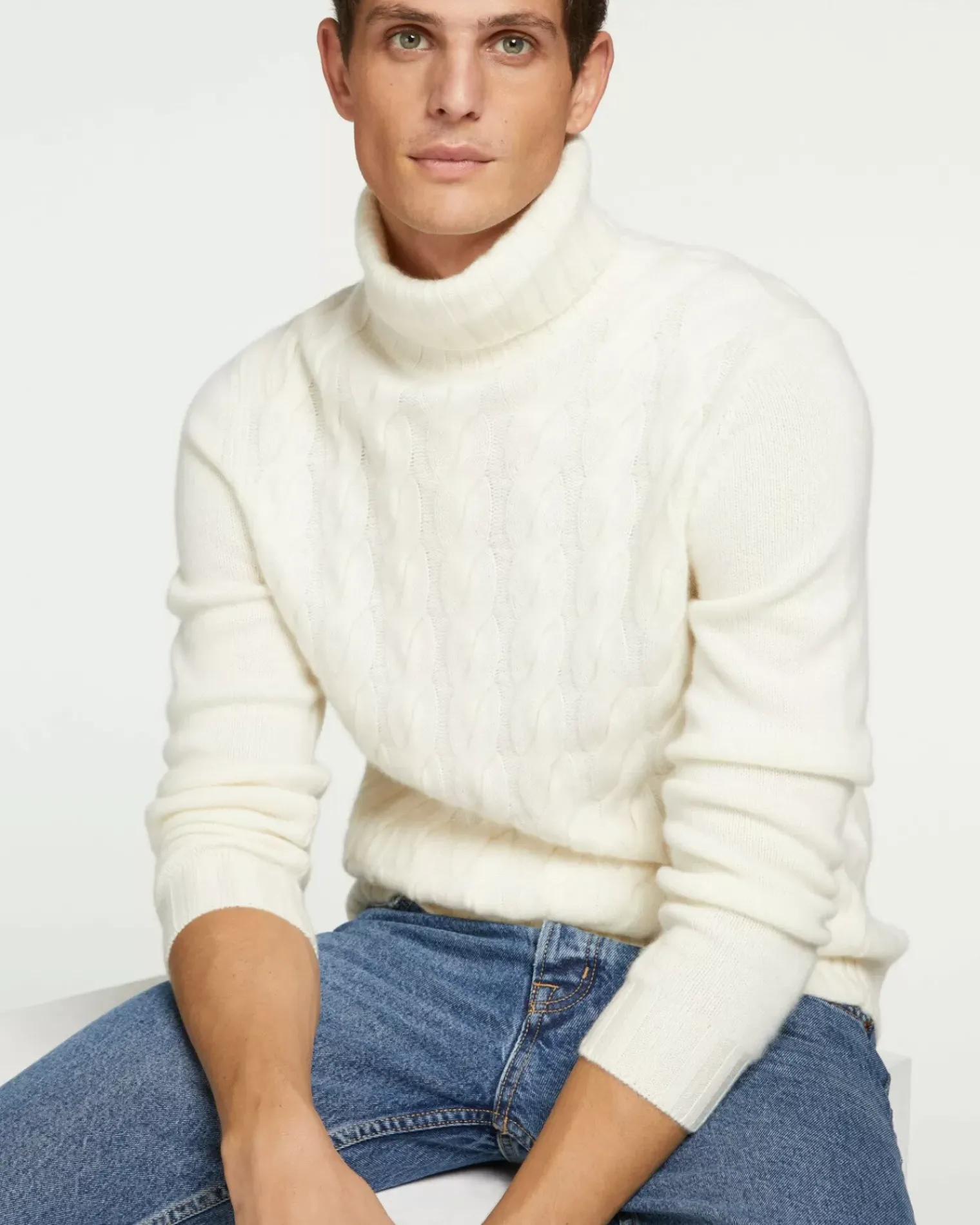 Kujten Sweaters & Sweatshirts>Cashmere Turtleneck Sweater Blanc