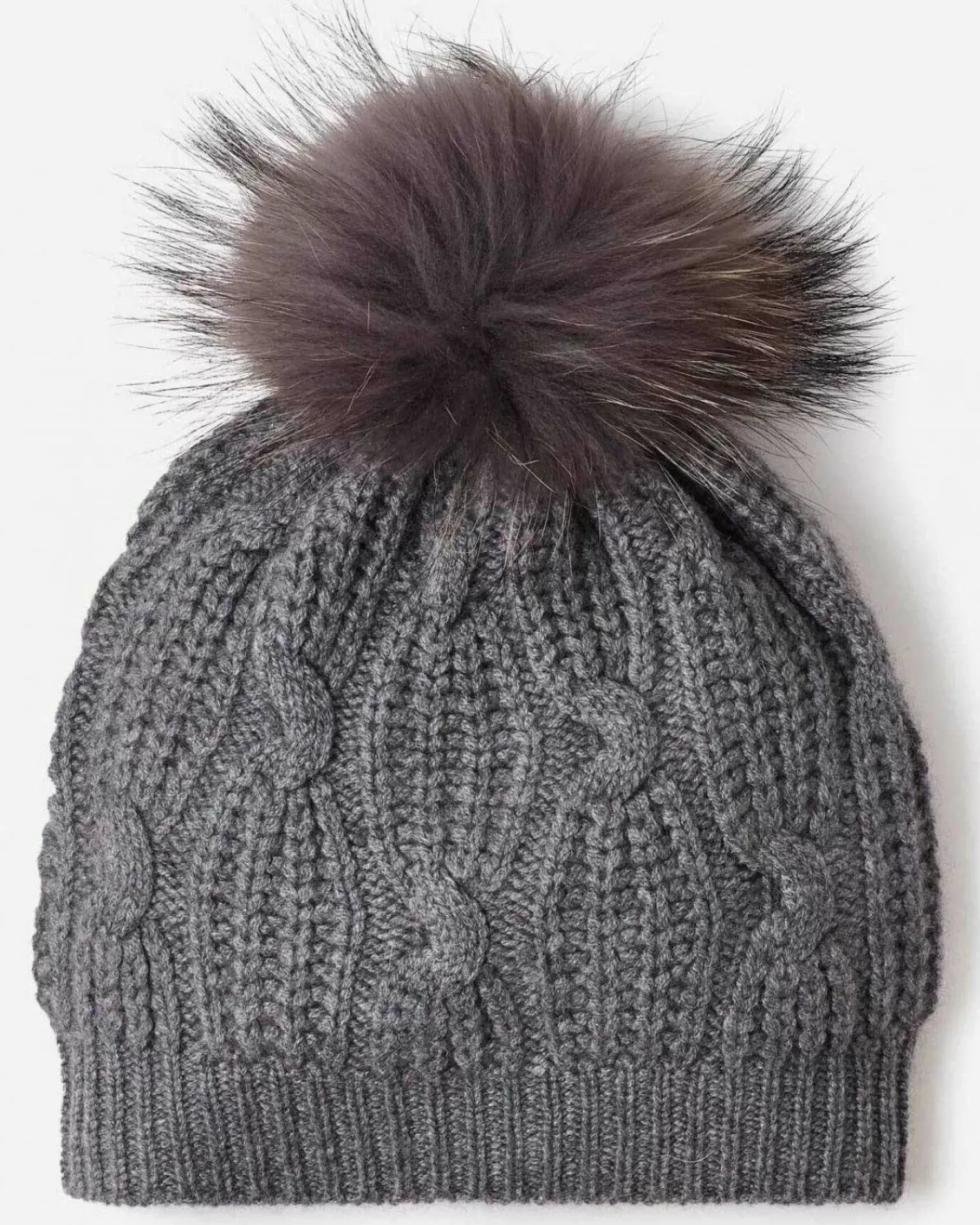 Kujten Hats & Headbands>Cashmere Twisted Hat With Pompom Gris Flanelle
