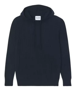 Kujten Hoodies>Cashmere Twisted Hoodie Bleu Marine Fonce