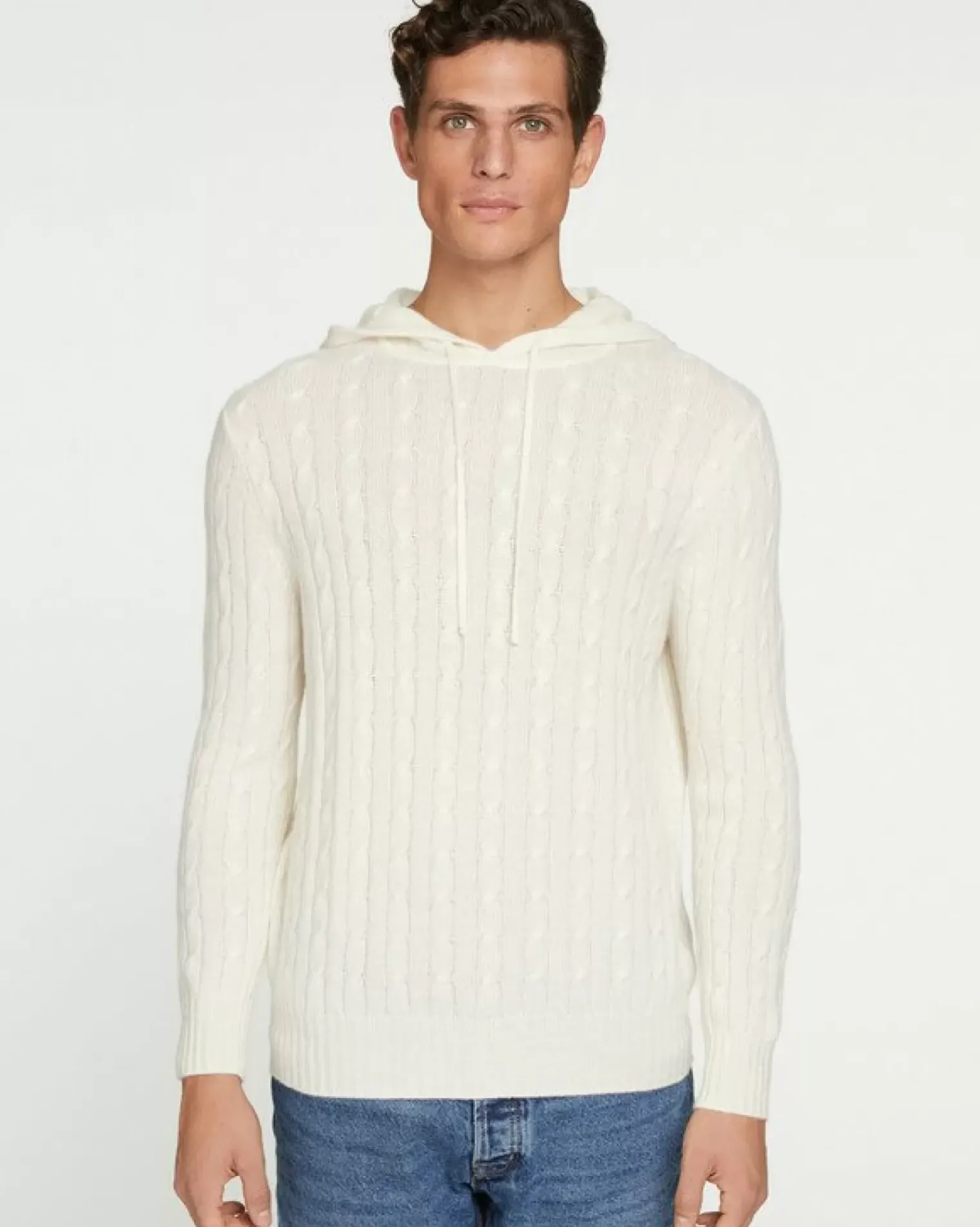 Kujten Hoodies>Cashmere Twisted Hoodie Blanc